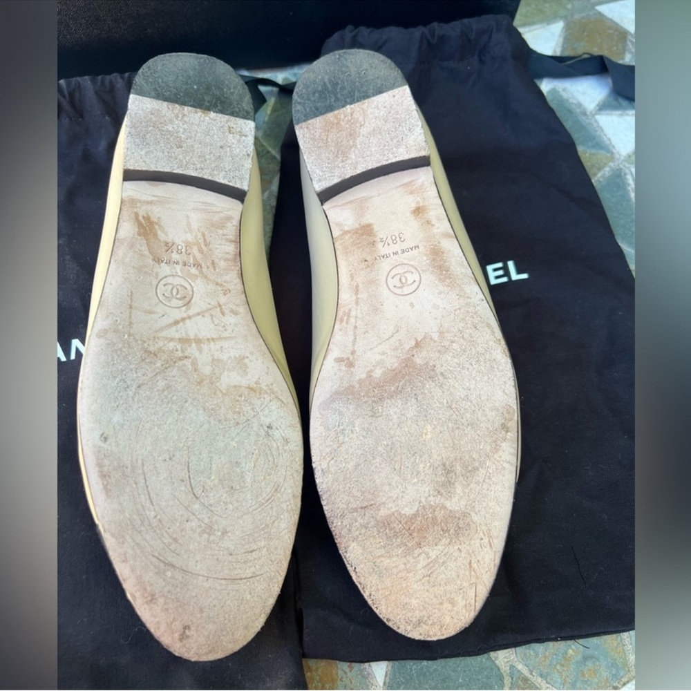Chanel cap toe cc logo ballet flats classic beige & black - Picture 4 of 11